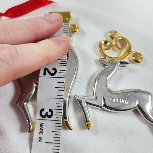 Vintage Lenox Silver Reindeer Christmas Ornaments Set Holiday Decor Gold Tone - Picture 7 of 8